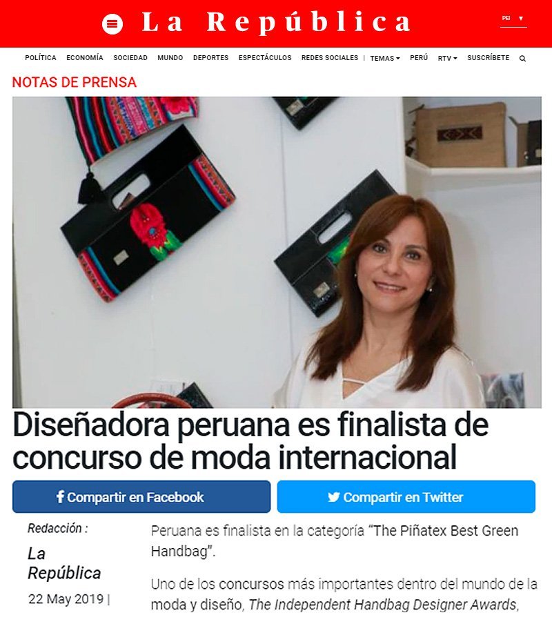 Diseñadora Peruana es finalista de concurso de moda internacional